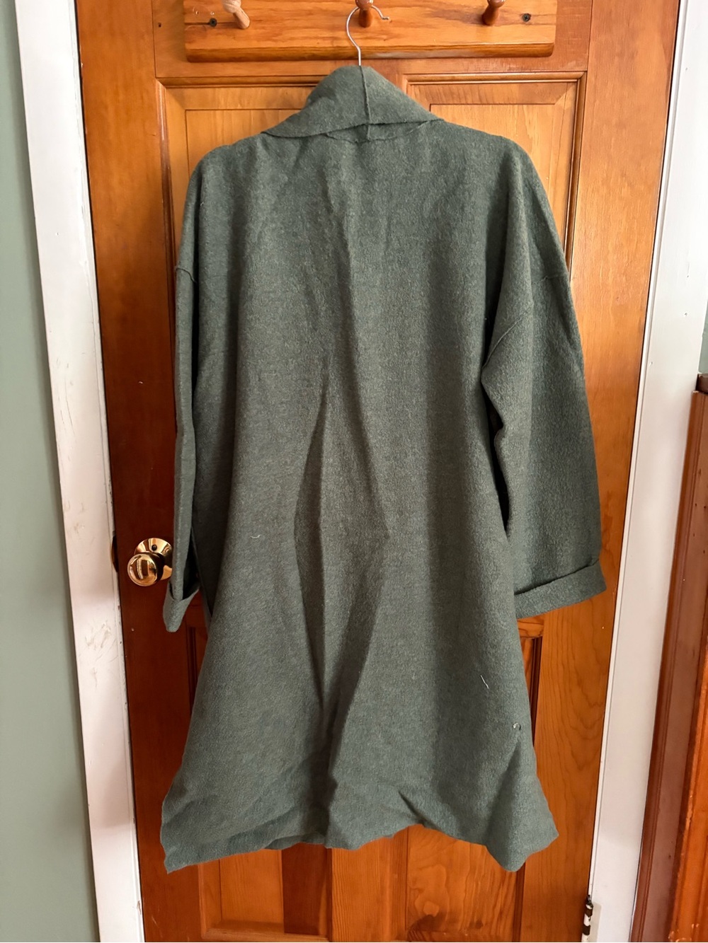 Eileen Fisher Olive Green wool Open-Front Duster - Picture 3 of 4